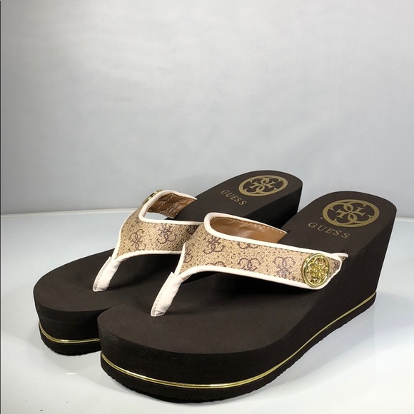 guess sarraly eva logo wedge sandals